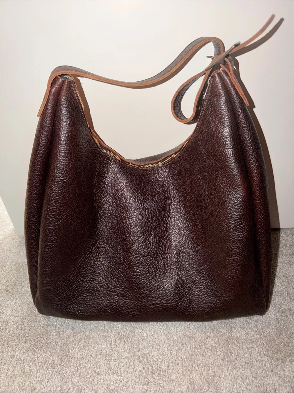 Portland leather….Leather Shoulder Hobo Bag in Dark Brown-espresso.